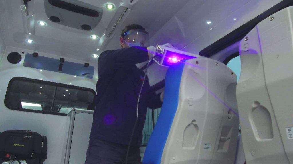 SterilUV Compact - UV disinfection of physiotherapist equipment.